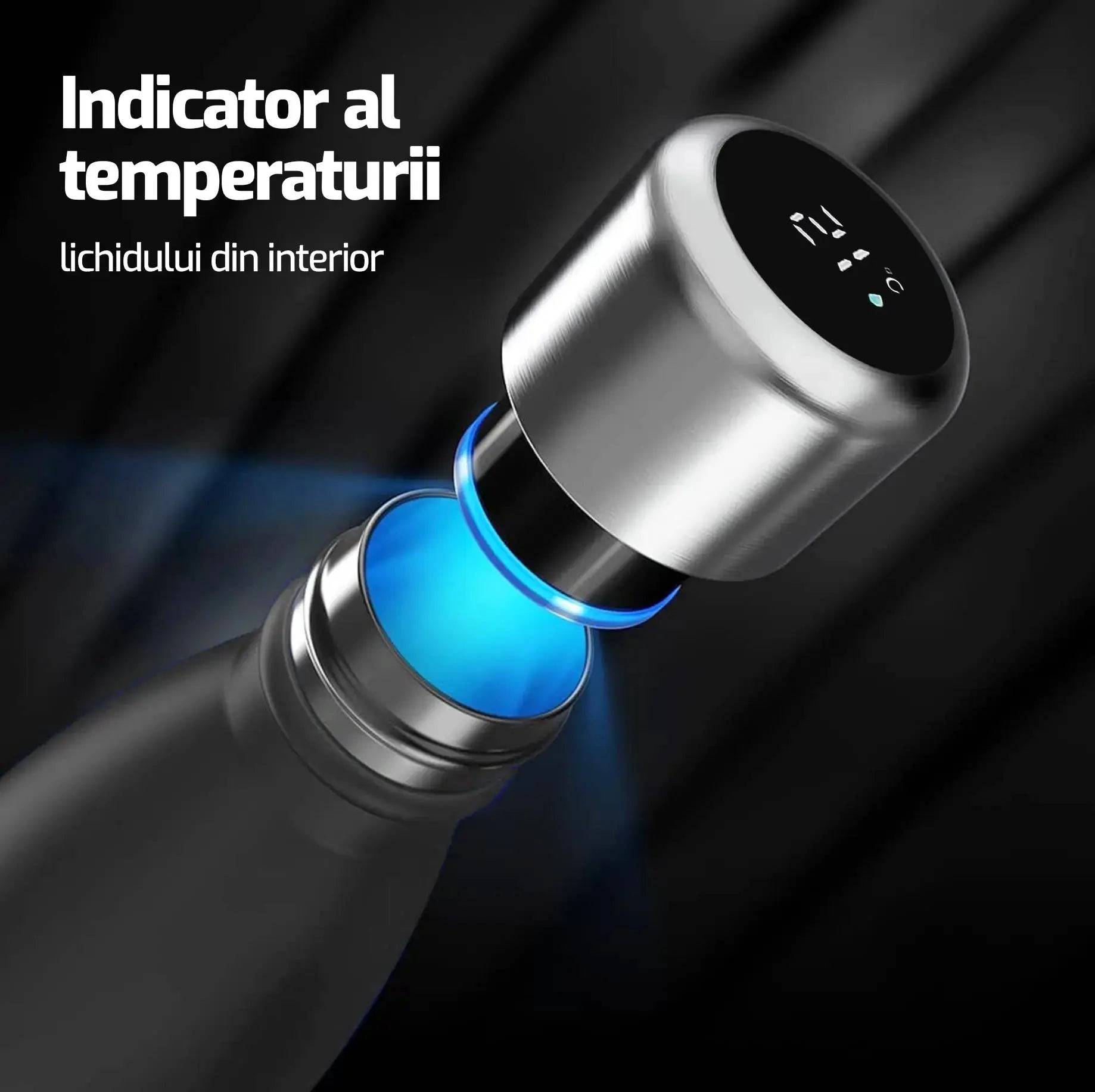 Thermos with temperature indicator 