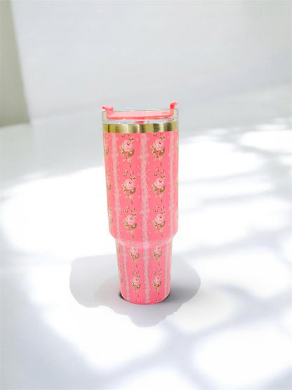 Drinkwell Floral Pink Stainless Steel Tumbler