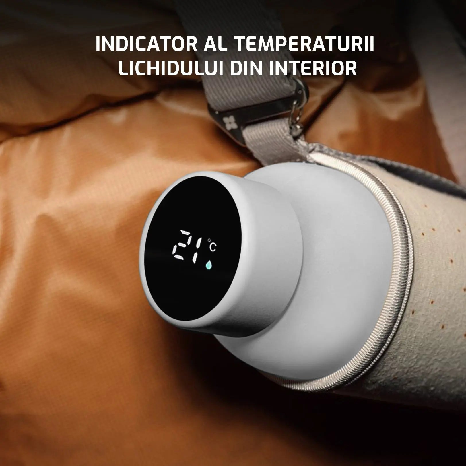 Thermos with temperature indicator 